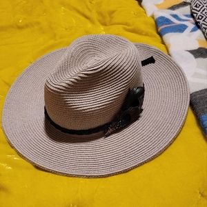 C.C. Grey Hat with Peacock Feather